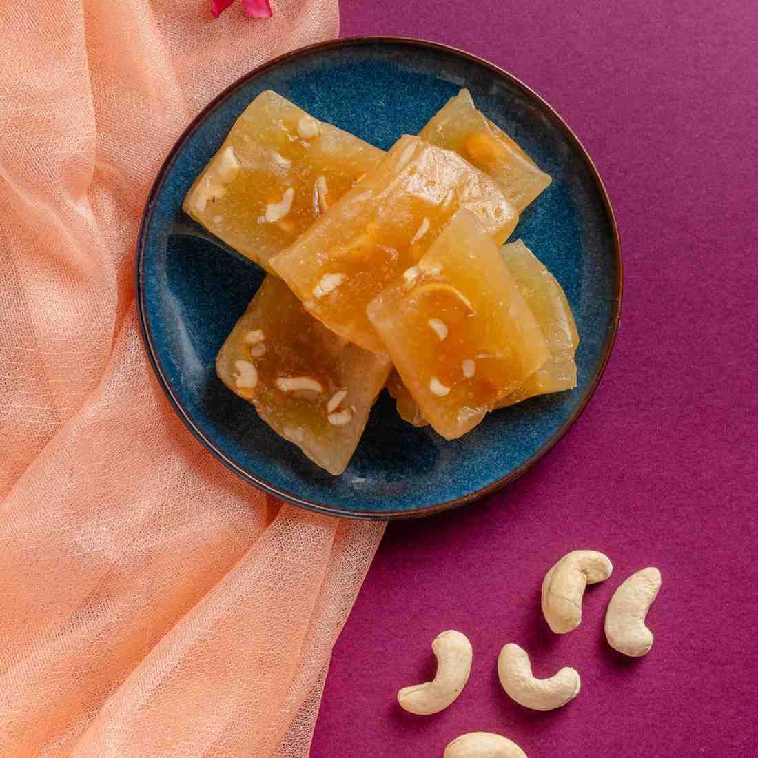 Buy Pure Ghee Bombay Halwa online from World of Mysore Pak – indulgent texture and rich traditional flavor.