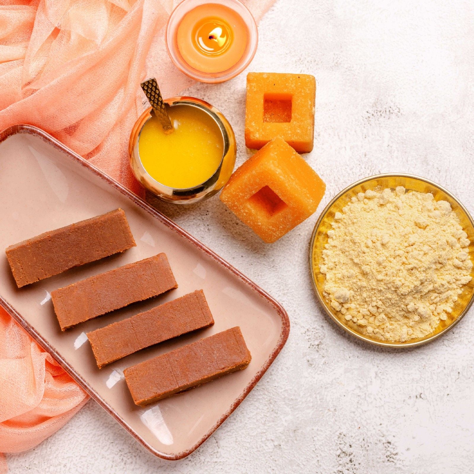 Buy Organic Jaggery Mysore Pak online from World of Mysore Pak, 100% pure ghee treat with authentic jaggery touch.