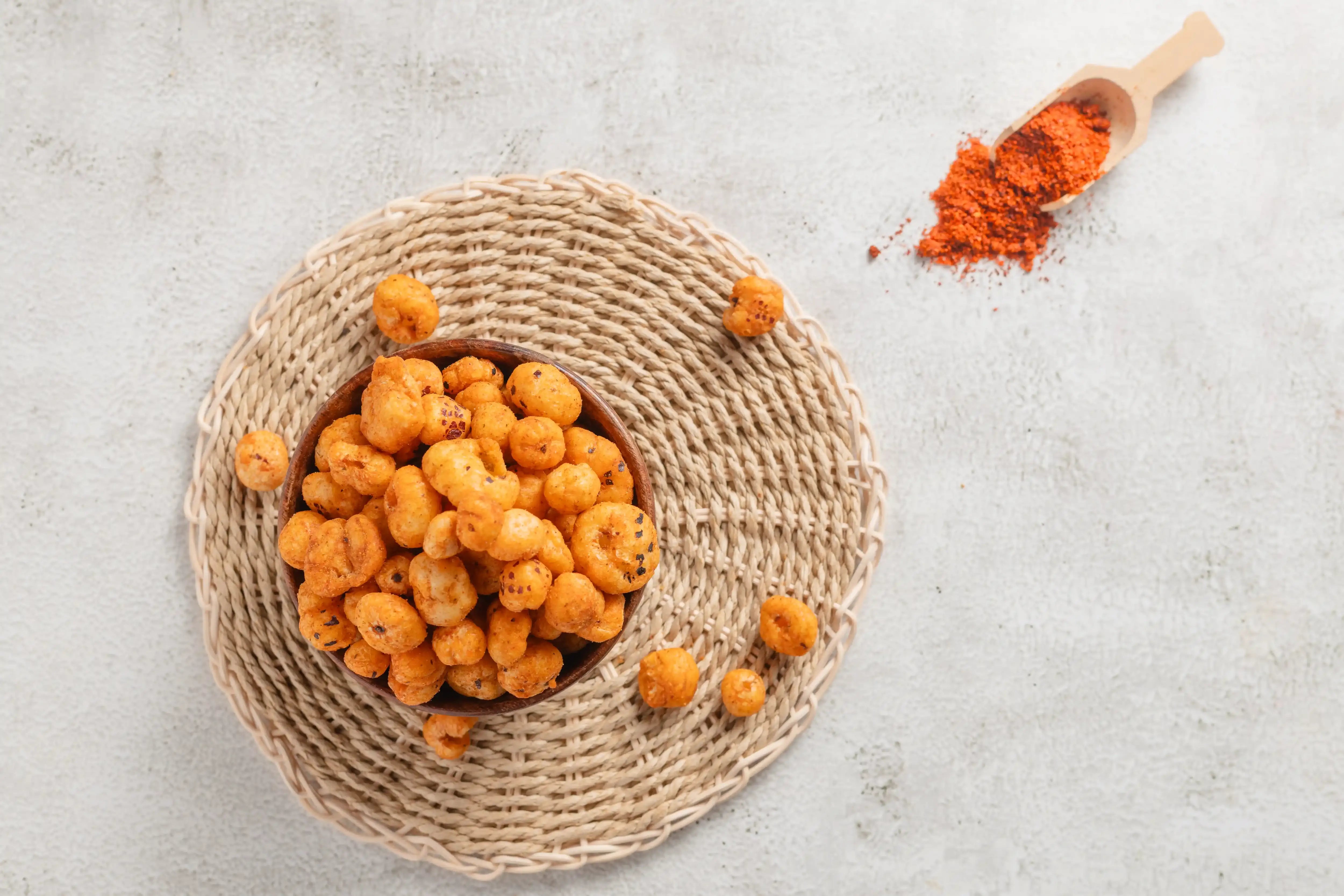 Buy Peri Peri Masala Makhana online from World of Mysore Pak. A crispy foxnut snack with bold spice and cheese.