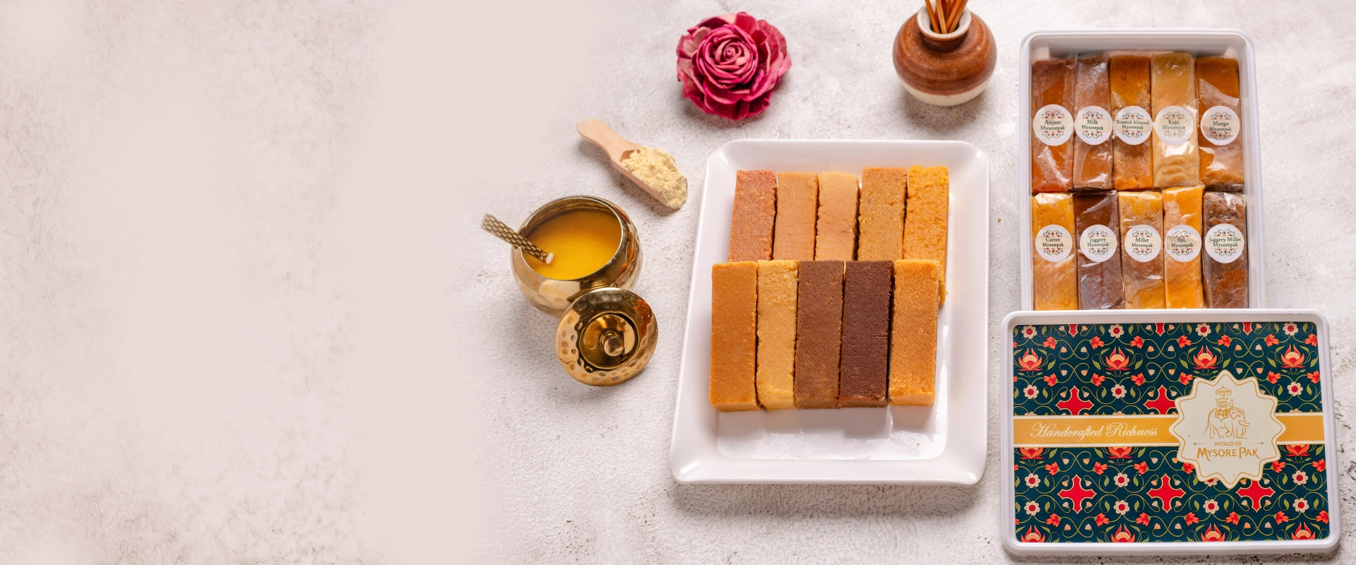 Traditional Mysore Pak sweets born from generations of legacy, where classic recipes meet at world of mysore pak.