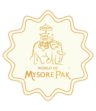 Logo of World of Mysore Pak, representing traditional Indian sweets and their rich heritage.